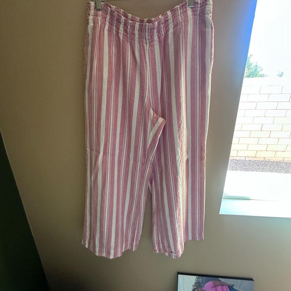 Pink & White Striped Lounge Pants